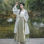 Modern Hanfu Song Dynasty Set: Ink Wash Print Long Cardigan & Pleated Maxi Skirt - "Landscape Painting" Collection