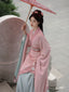 "Jade Sunset" Pink Zhiju Hanfu - Wei-Jin Style Cloak Set