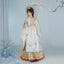 明制婚服汉服套装 - 金色织锦长袍和马面裙