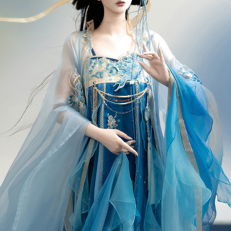[Moonlit Night] Modern Hanfu Set - Chinese Style Wide Sleeve Coat & Dress