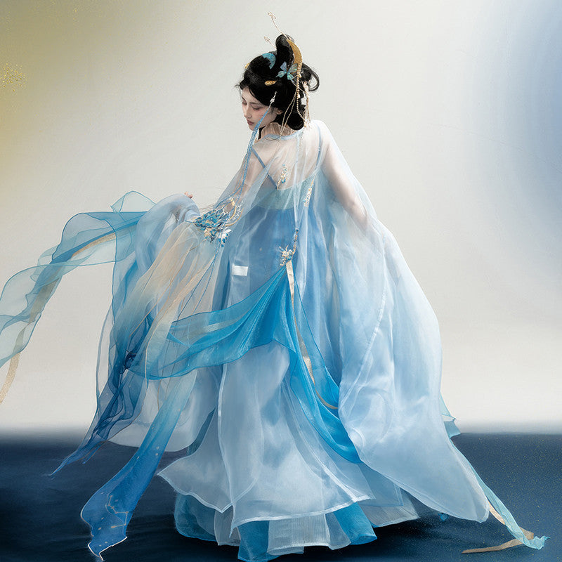 [Moonlit Night] Modern Hanfu Set - Chinese Style Wide Sleeve Coat & Dress