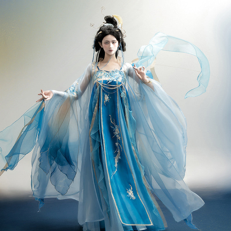 [Moonlit Night] Modern Hanfu Set - Chinese Style Wide Sleeve Coat & Dress