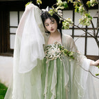 Ethereal Butterfly Embroidery Tang Dynasty Style Hanfu Set - Improved Big-Sleeve Cardigan & Camisole Dress