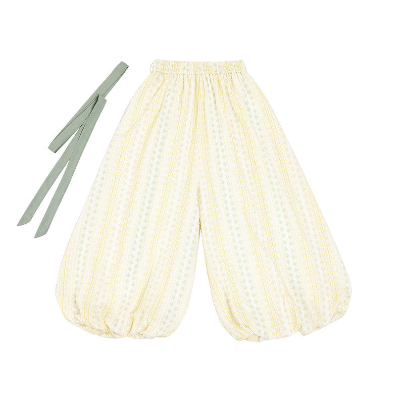 [Chui Qing] Modern Hanfu Set - Summer Round Neck Shirt & Lantern Pants