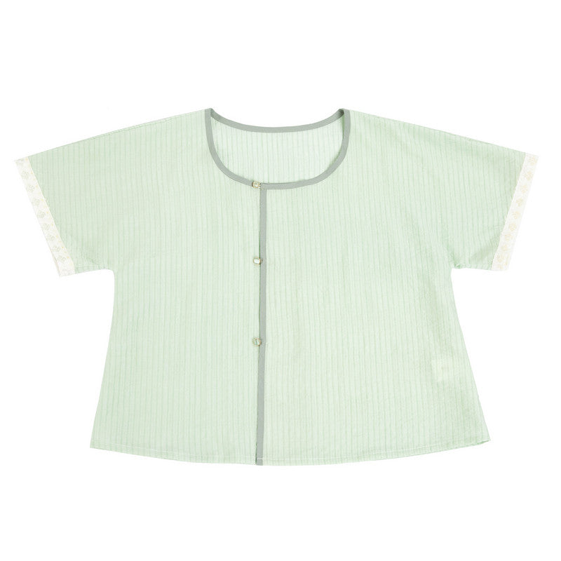 [Chui Qing] Modern Hanfu Set - Summer Round Neck Shirt & Lantern Pants