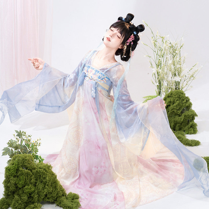 传统汉服套装 - 粉蓝女士夏季服装