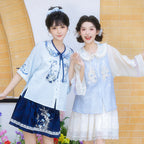 [银鳞] 可爱现代汉服套装 - 圆领衬衫和短裤/半身裙