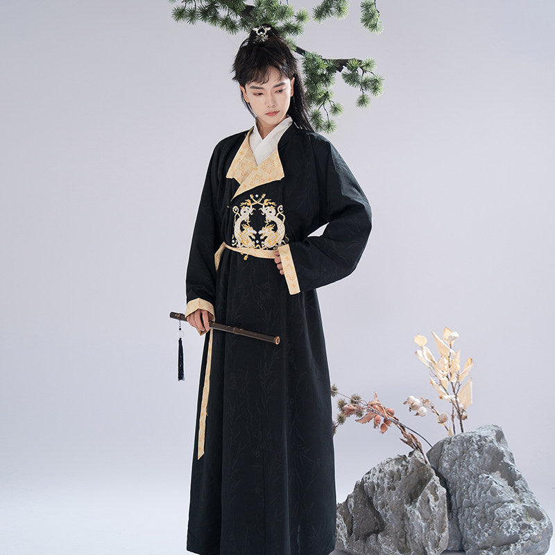 [林雪] 中性唐汉服 - 加绒圆领长袍外套