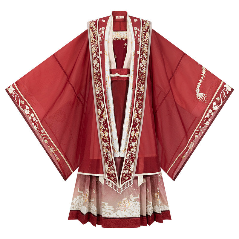 "Qinse Qi" Chinese Wedding Hanfu: Embroidered Robe & Xiapei Set