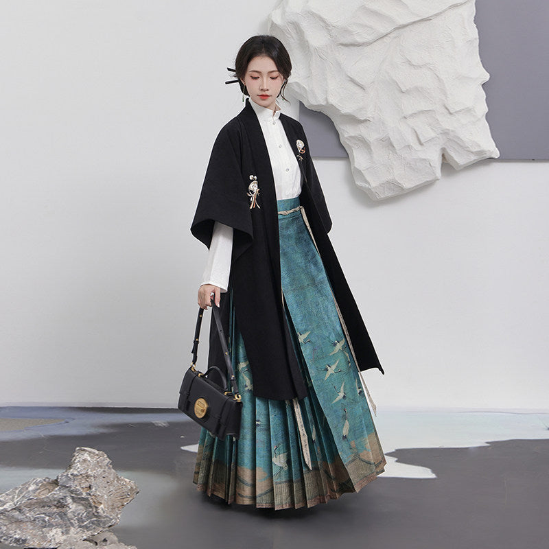 “山抹微云”仙鹤汉服：小个子友好妈咪裙套装