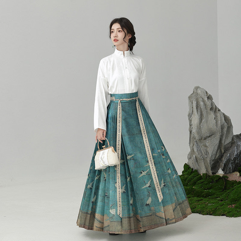 “山抹微云”仙鹤汉服：小个子友好妈咪裙套装
