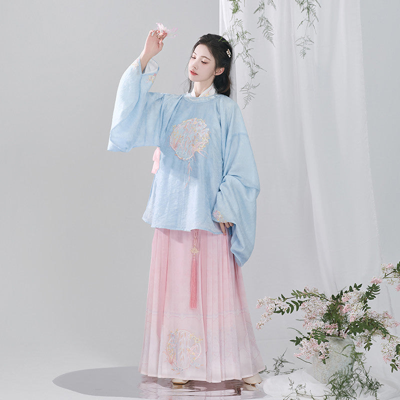 "Floating Light" 2024 New Hanfu: Embroidered Ming-Style Robe & Skirt Set Main image