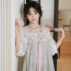 “雾里看花”可爱汉服：假两件套夏装