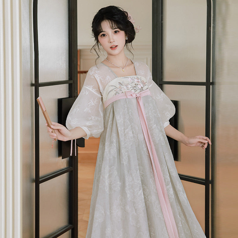 “雾里看花”可爱汉服：假两件套夏装