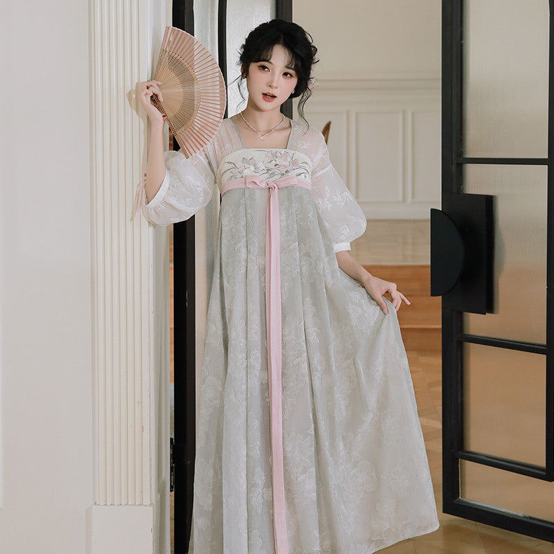 “雾里看花”可爱汉服：假两件套夏装