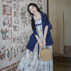 [Pine] Gold-Woven Hanfu: Embroidered Tencel Dress & Ruqun Set