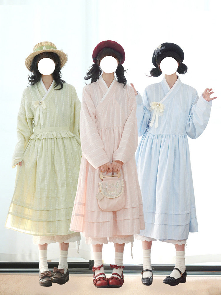 [HuaXin] Modern Ming Hanfu Set: Bijia Vest & Tieli Dress
