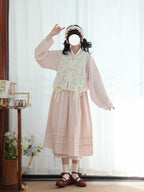 [HuaXin] Modern Ming Hanfu Set: Bijia Vest & Tieli Dress