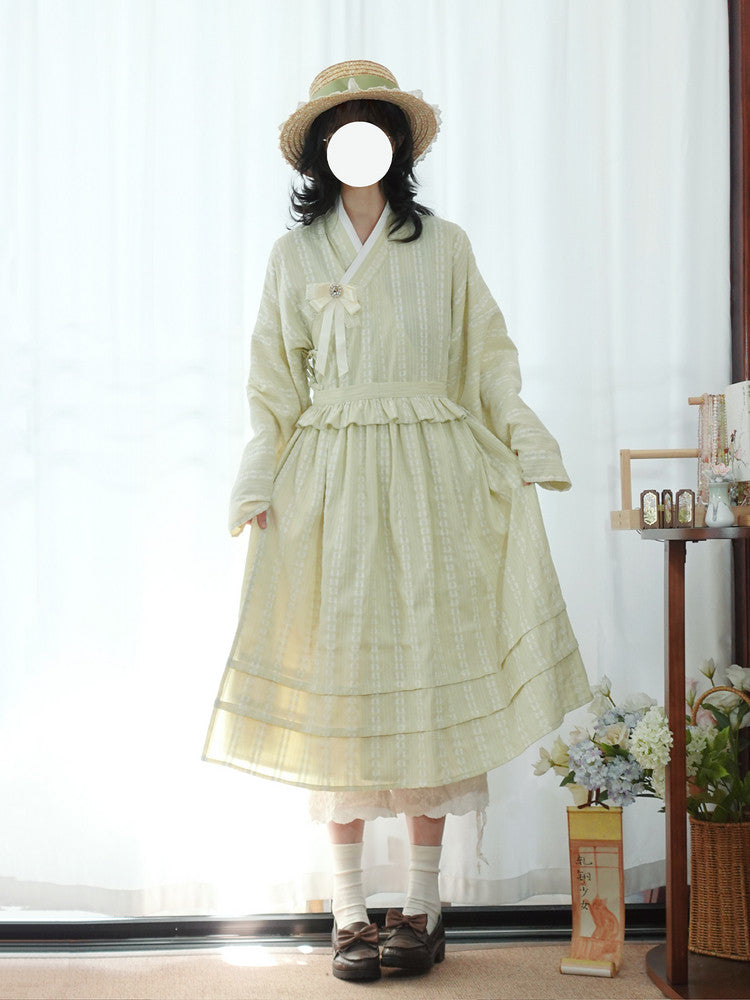 [HuaXin] Modern Ming Hanfu Set: Bijia Vest & Tieli Dress
