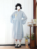 [HuaXin] Modern Ming Hanfu Set: Bijia Vest & Tieli Dress