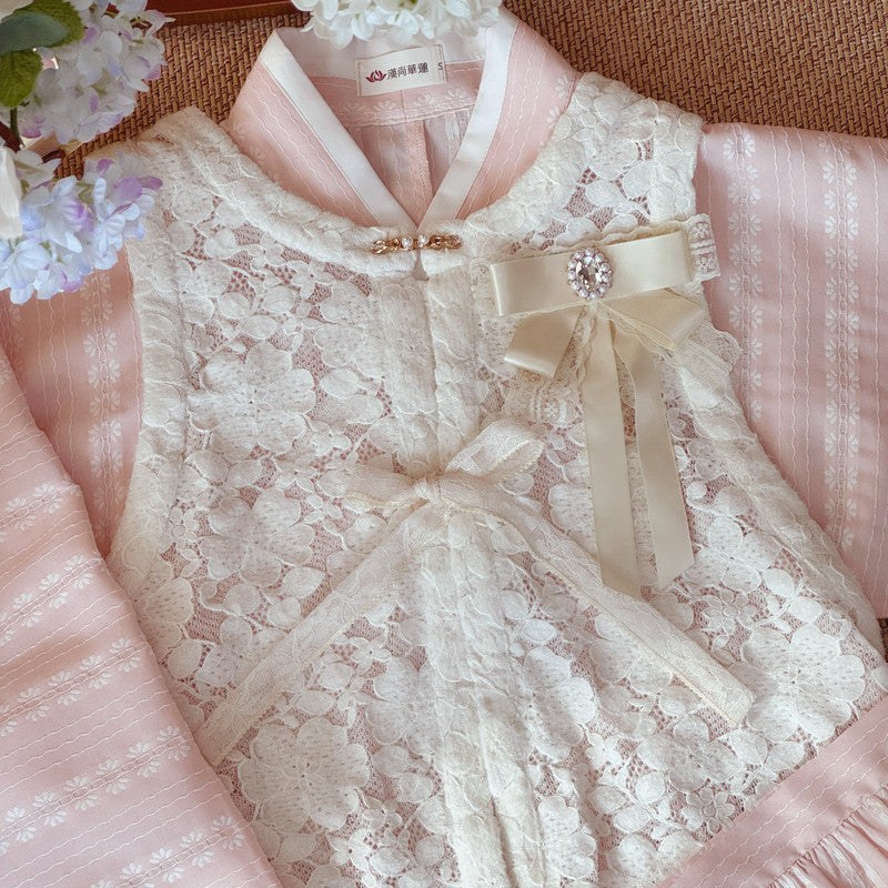 [HuaXin] Modern Ming Hanfu Set: Bijia Vest & Tieli Dress