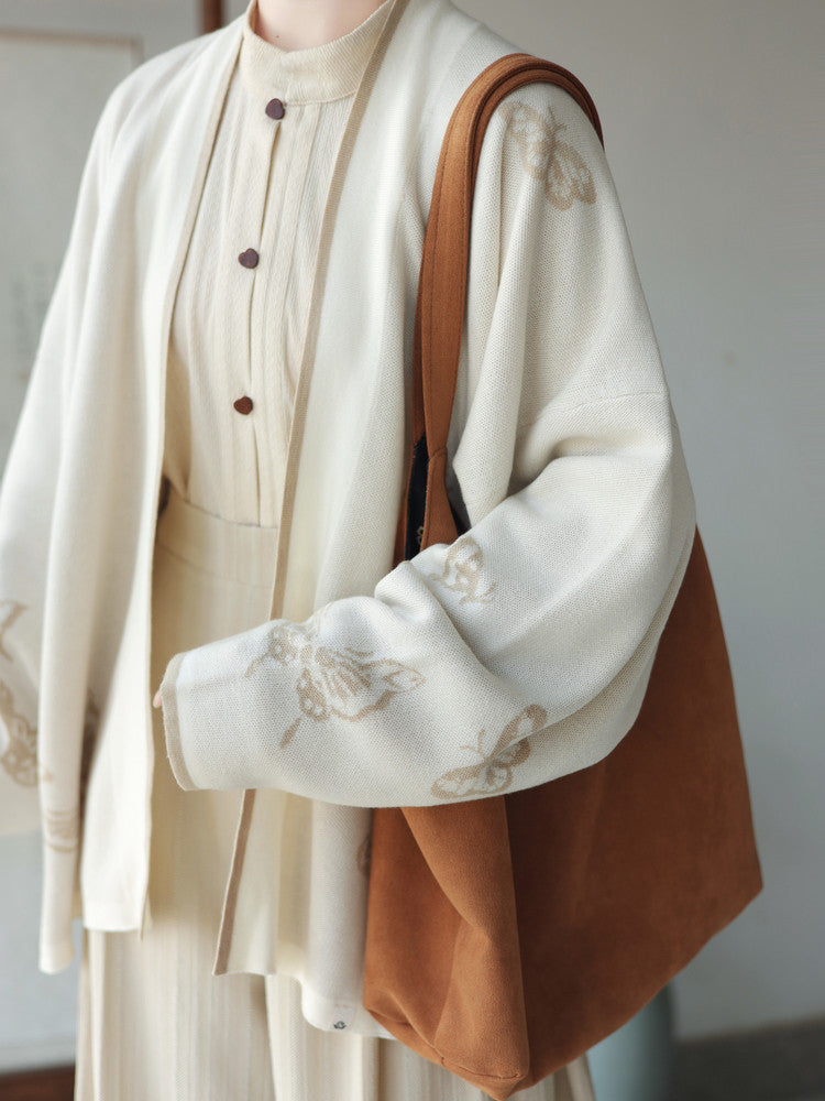 [Xun Fang] Song Hanfu Set: Knit Cardigan & Aircraft Sleeve Top