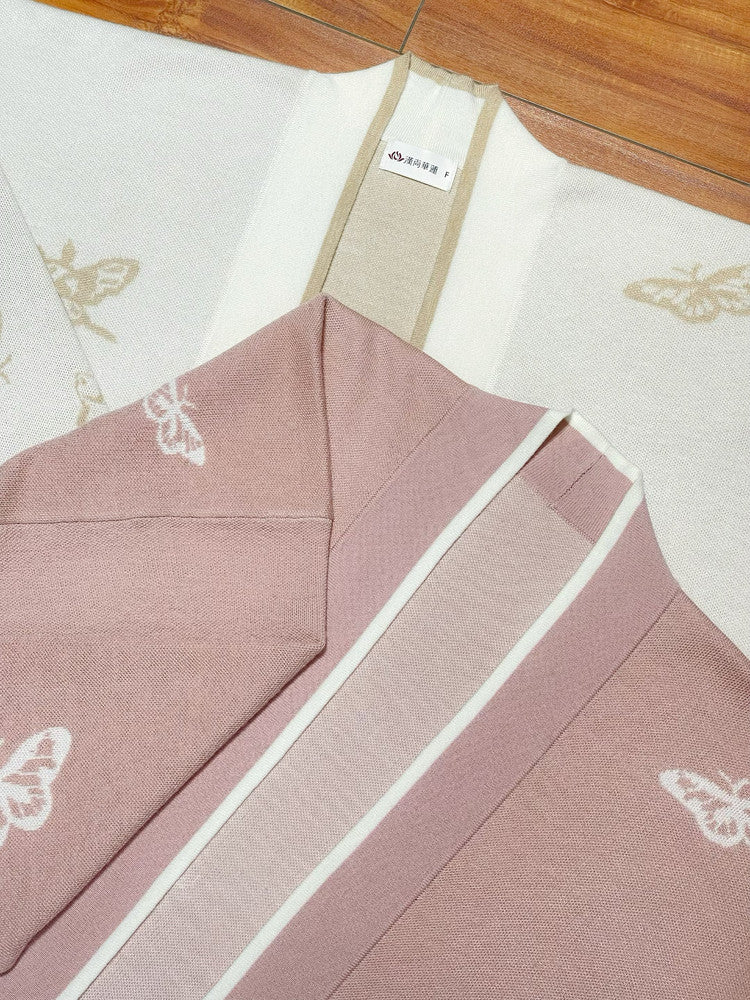 [Xun Fang] Song Hanfu Set: Knit Cardigan & Aircraft Sleeve Top