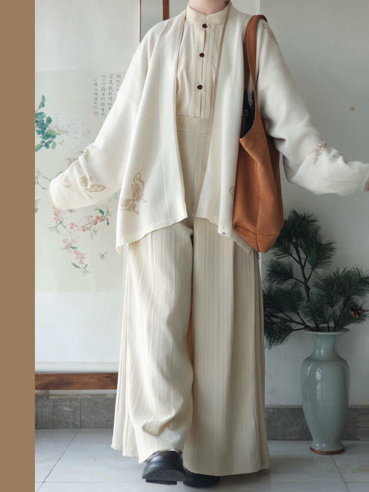 [Xun Fang] Song Hanfu Set: Knit Cardigan & Aircraft Sleeve Top Main image
