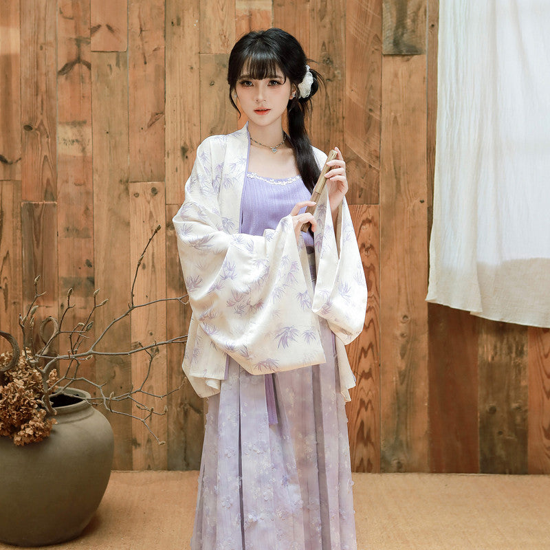 [ZiZhu] Modern Chinese Style 2-Piece Set: Pleated Jacket & Cami