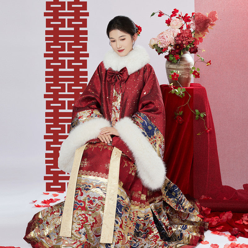 [锦绫] 明制汉服套装：织金袄裙/马面裙 婚服/新年装