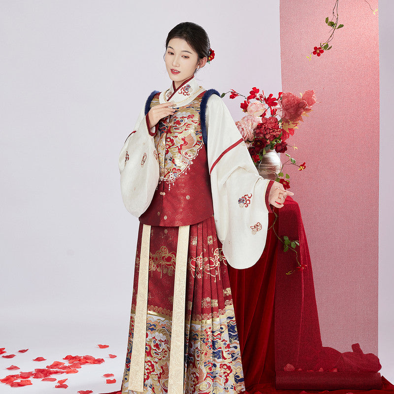 [锦绫] 明制汉服套装：织金袄裙/马面裙 婚服/新年装
