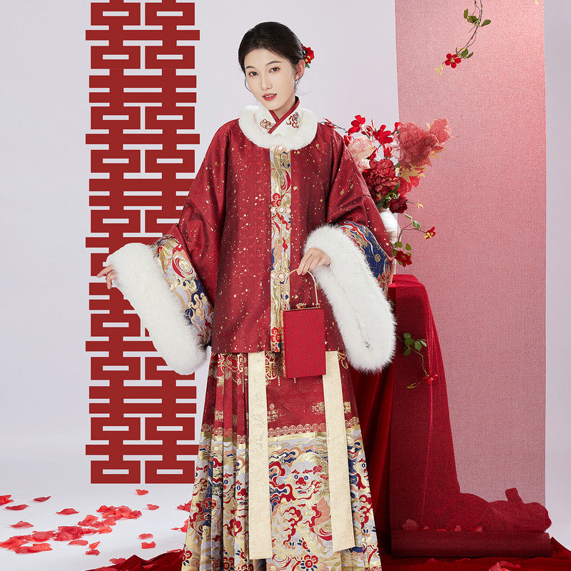 [锦绫] 明制汉服套装：织金袄裙/马面裙 婚服/新年装