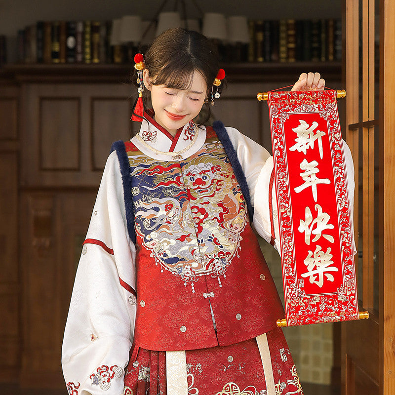 [锦绫] 明制汉服套装：织金袄裙/马面裙 婚服/新年装