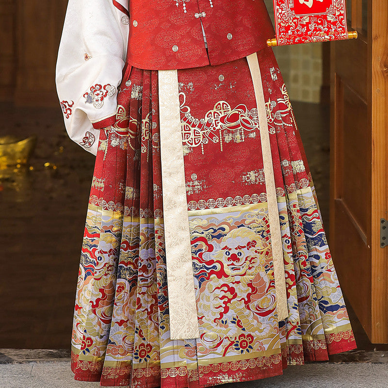 [锦绫] 明制汉服套装：织金袄裙/马面裙 婚服/新年装