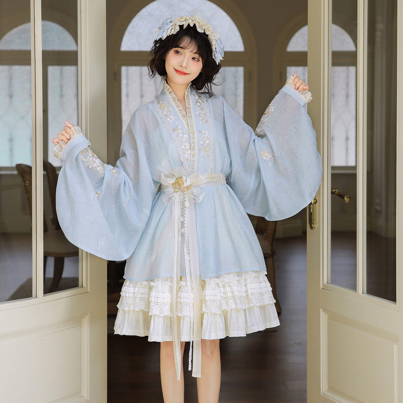现代汉服刺绣针织半身裙 - 【小棉袄】百搭层叠蛋糕裙日常穿搭