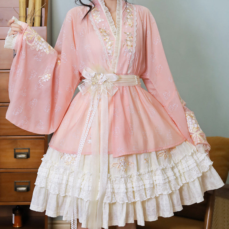 现代汉服刺绣针织半身裙 - 【小棉袄】百搭层叠蛋糕裙日常穿搭
