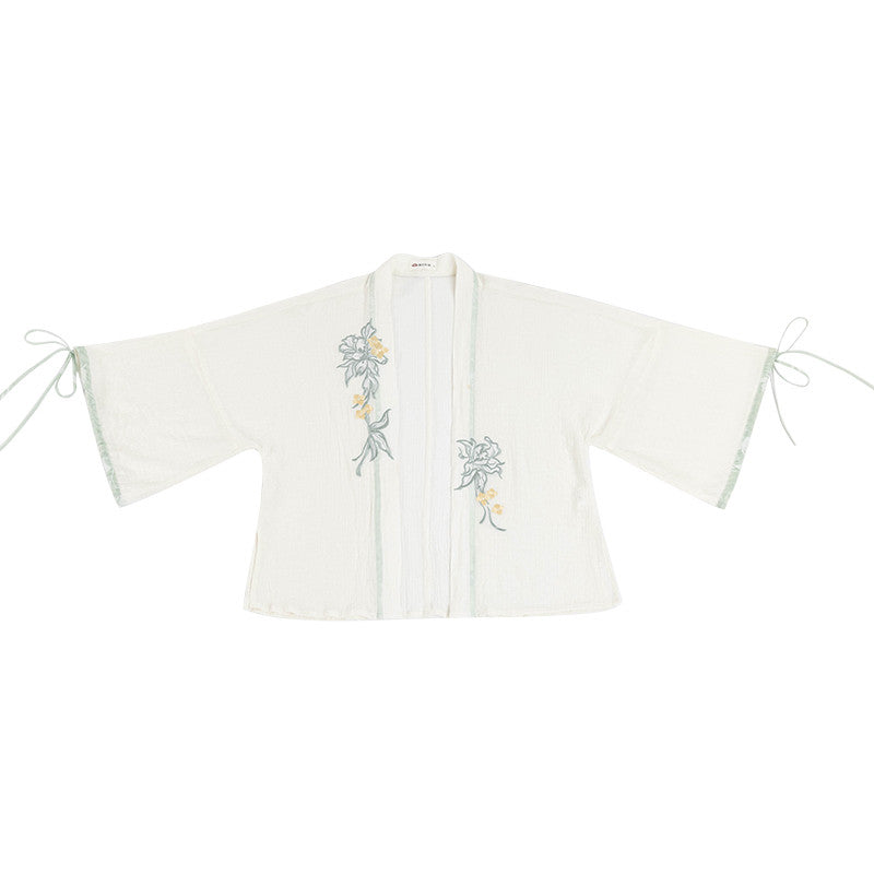[徐徐乘风] 现代汉服三件套：交领上襦、吊带与阔腿裤