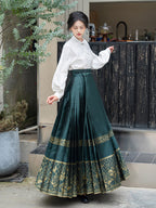 明制改良汉服衬衫 - 【素词】立领长袖衬衫，马面裙百搭杏色/白色上衣 - 现货发售