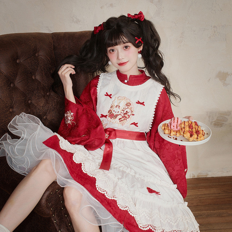[兔子] 明制汉服：三件套立领上衣叠穿齐腰襦裙