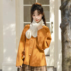 [XingRenKaoNai] Ming Hanfu: Bow-Sleeve Top & Plaid Skirt Set