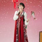 “永乐”红色汉服：重工刺绣齐胸襦裙套装