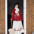 "Wandering Poet" Red Hanfu: Winter Lunar New Year Jacket Set