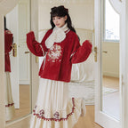 "Wandering Poet" Red Hanfu: Winter Lunar New Year Jacket Set