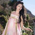 "Sakura Roll" Tang Hanfu Set: Chest-High Ruqun & Camisole