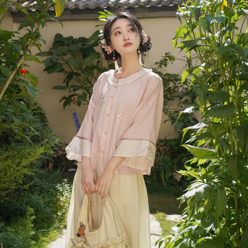 “燕歌”天丝汉服套装：刺绣上衣和阔腿裤