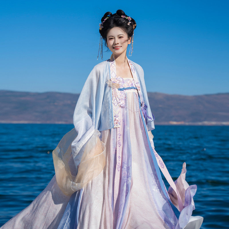 Luxury Embroidered Chest-High Ruqun - Tang Dynasty Hanfu Set