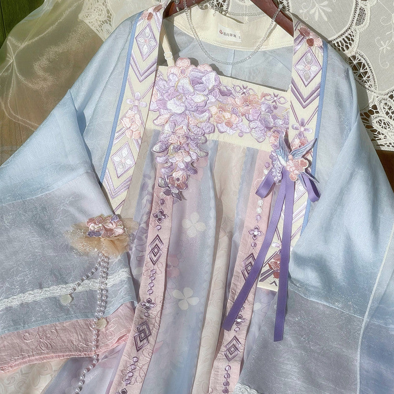 Luxury Embroidered Chest-High Ruqun - Tang Dynasty Hanfu Set