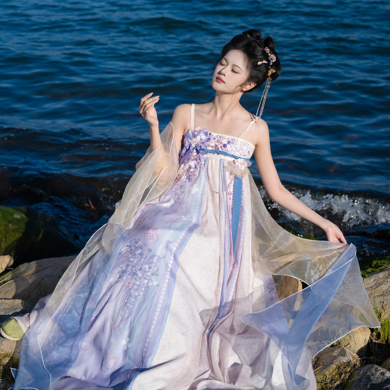Luxury Embroidered Chest-High Ruqun - Tang Dynasty Hanfu Set