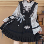 "Little Snow" Hanfu Set: Embroidered Dress & Overlay 2-Piece