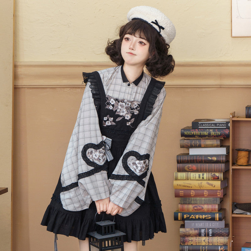 "Little Snow" Hanfu Set: Embroidered Dress & Overlay 2-Piece
